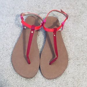 Red, pink, orange strap Sandals